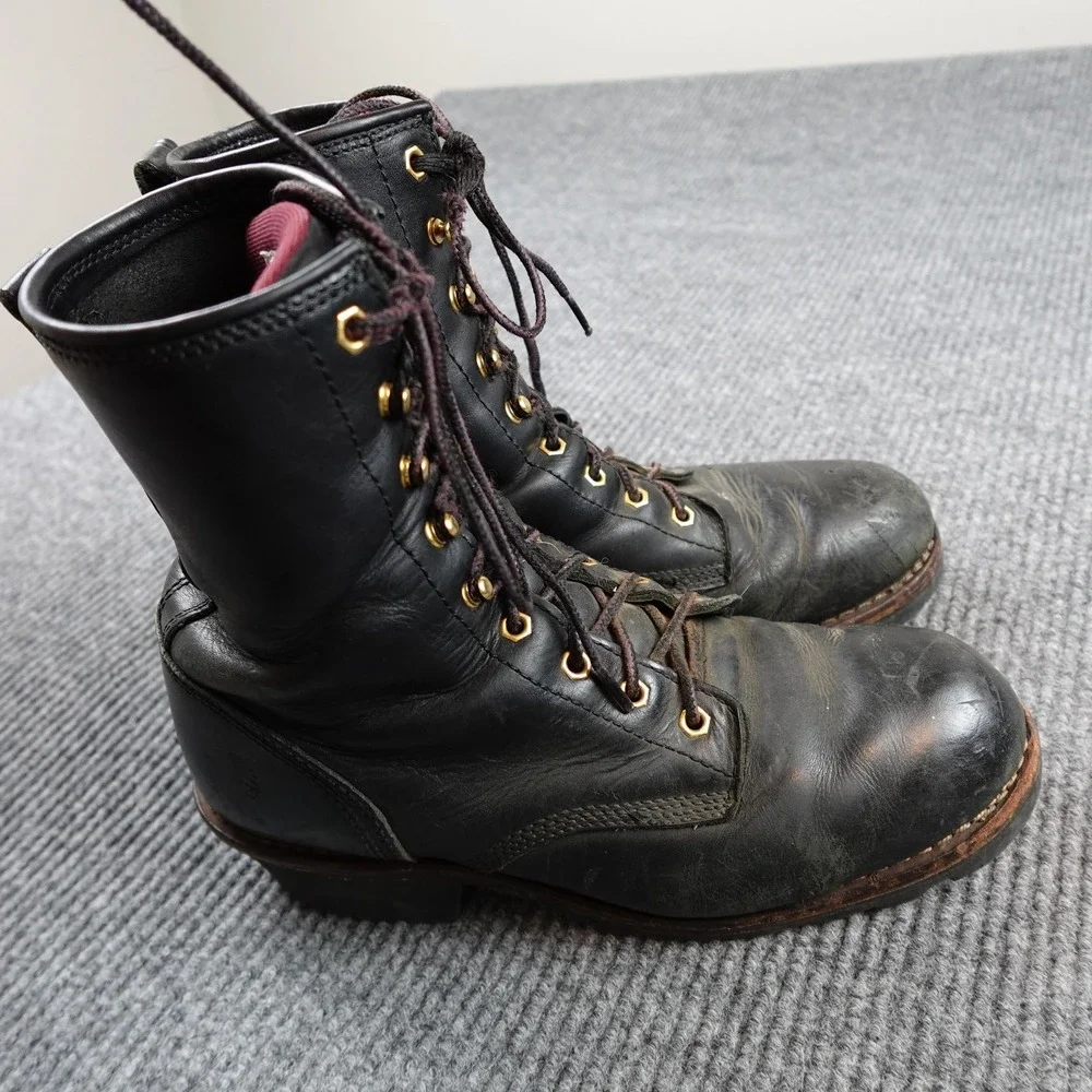 Chippewa 73015 Logger Boots Mens 10.5 Black Leather Vibram Workwear Vintage